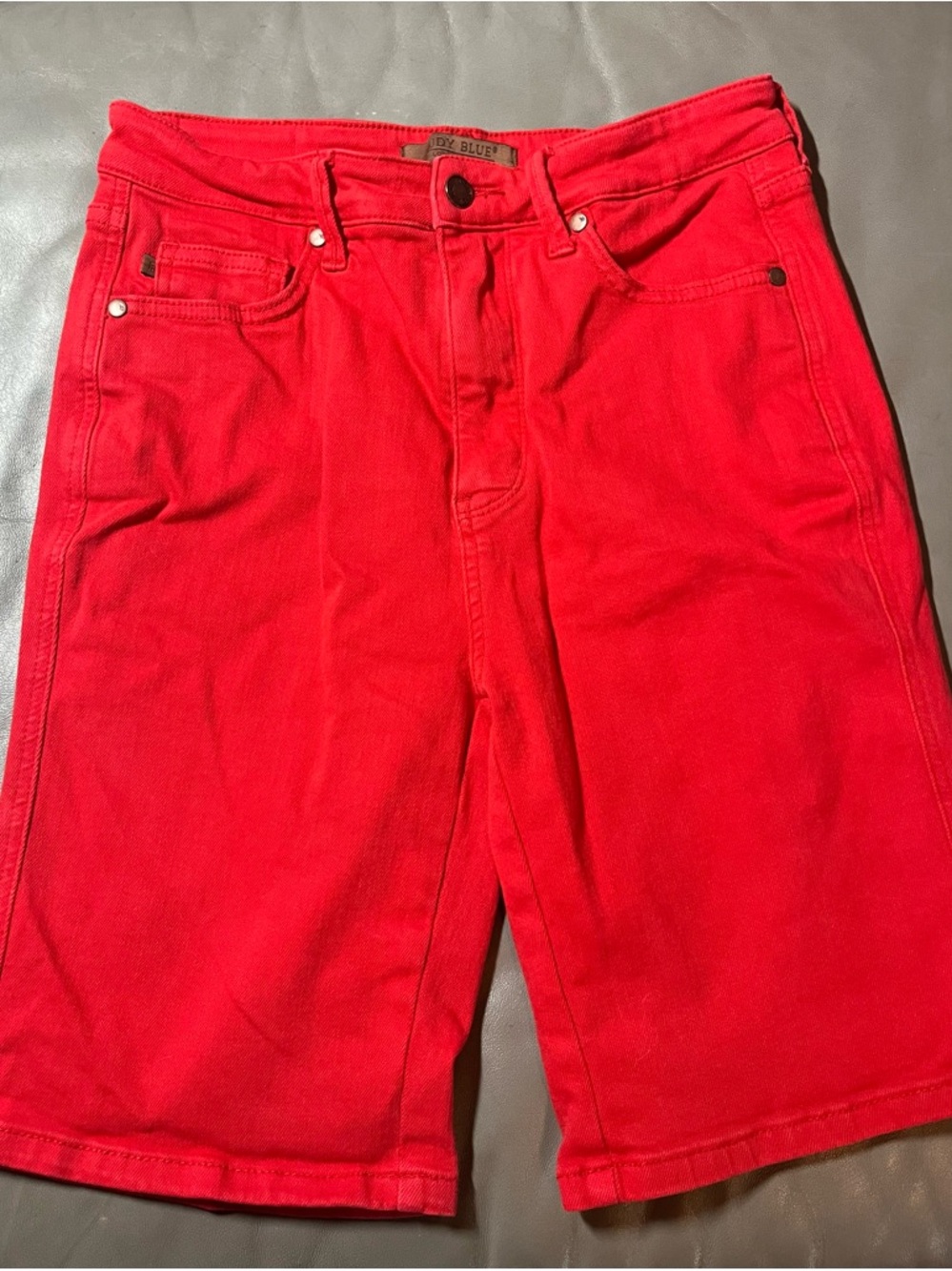 Judy Blue Red High-Rise Red Garment Died Denim Shorts